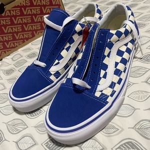 blue old skool checkered vans NWT